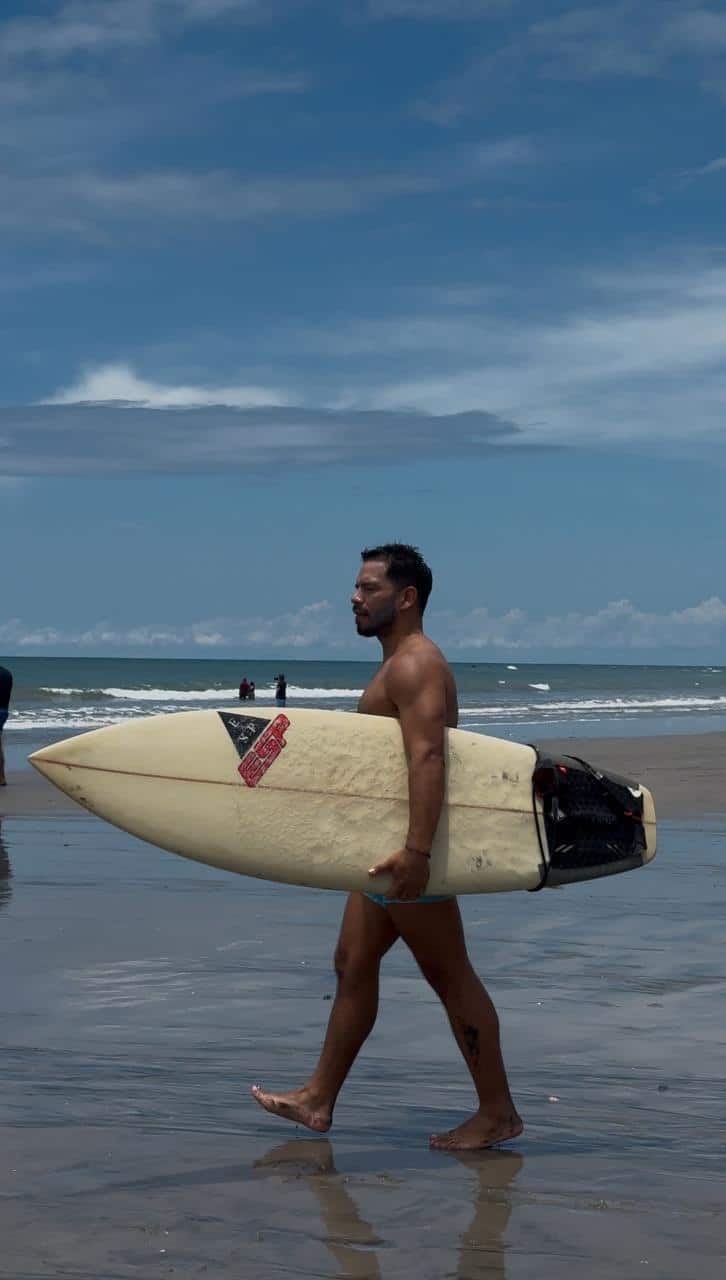 Surfer riding a wave in Panama